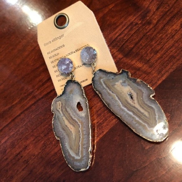 Dara Ettinger Statement Amethyst Druzy Earrings - Picture 2 of 5